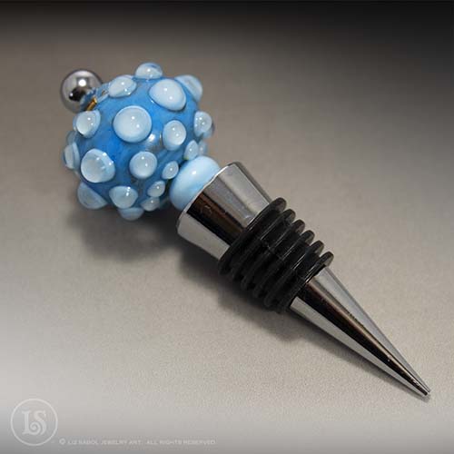 Blue Bubbles Wine Stopper, Glass